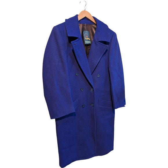 Vintage Blue Double Breasted Wool Coat – Unisex (Men's S/M, women's M/L) - Picture 13 of 14